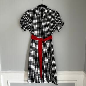 Talbots Black and White Gingham Button Up Dress Size 6 Petite